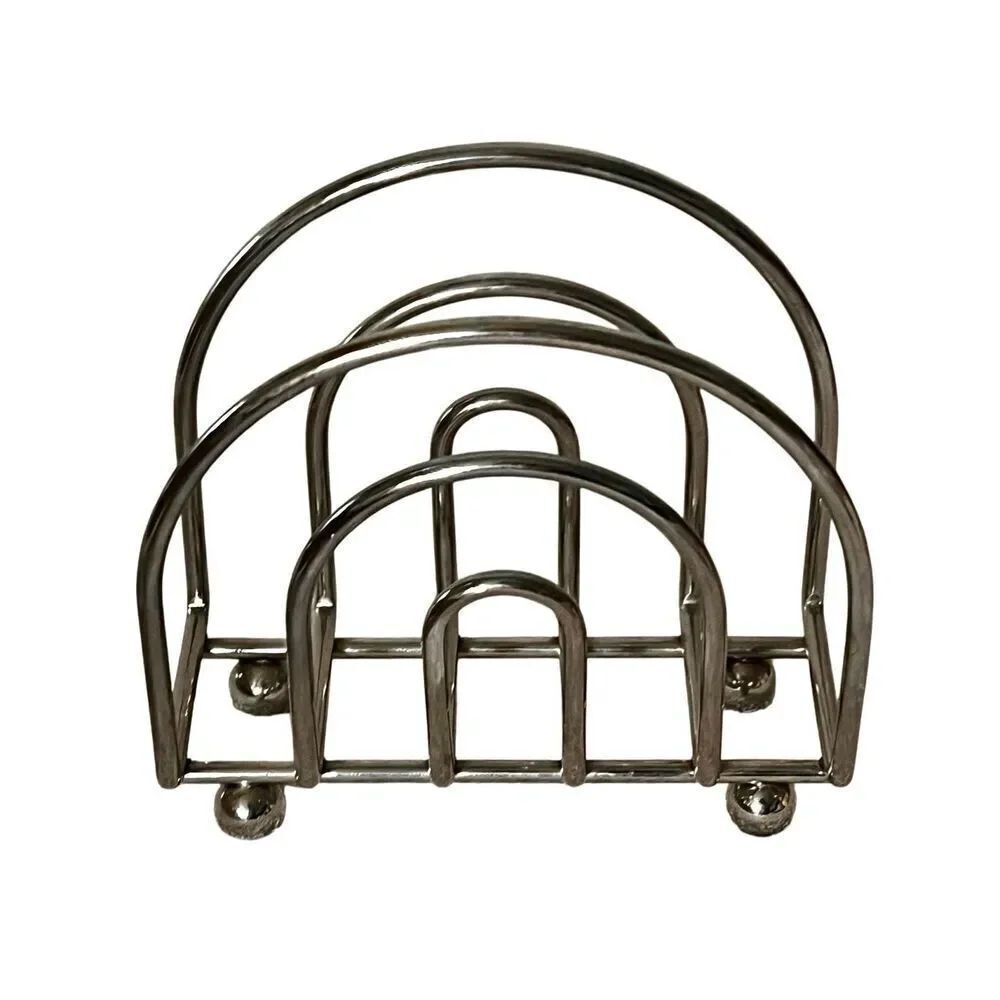 Vintage Metal Napkin Holder Semi Circle Chrome With Ball Feet MCM